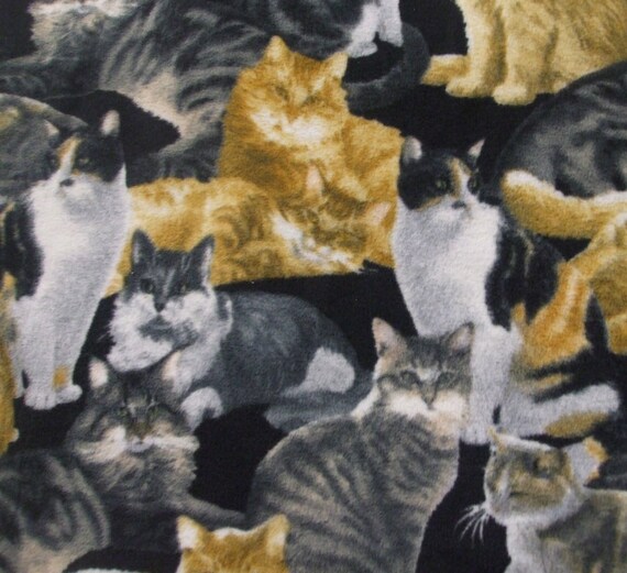 Items similar to Cat Fleece Fabric Tiger Tabby Calico. on Etsy