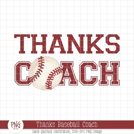 Thanks Coach Digital Stamp Clipart for Baseball by PNGMe on Etsy