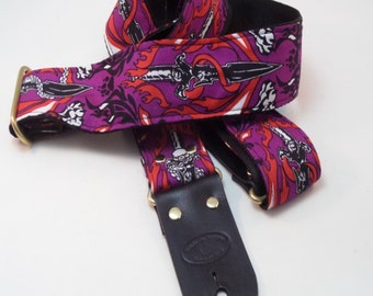 Rock Style Retro Guitar Strap Acoustic Electric Durable Veg Tan Leather Brass Fittings
