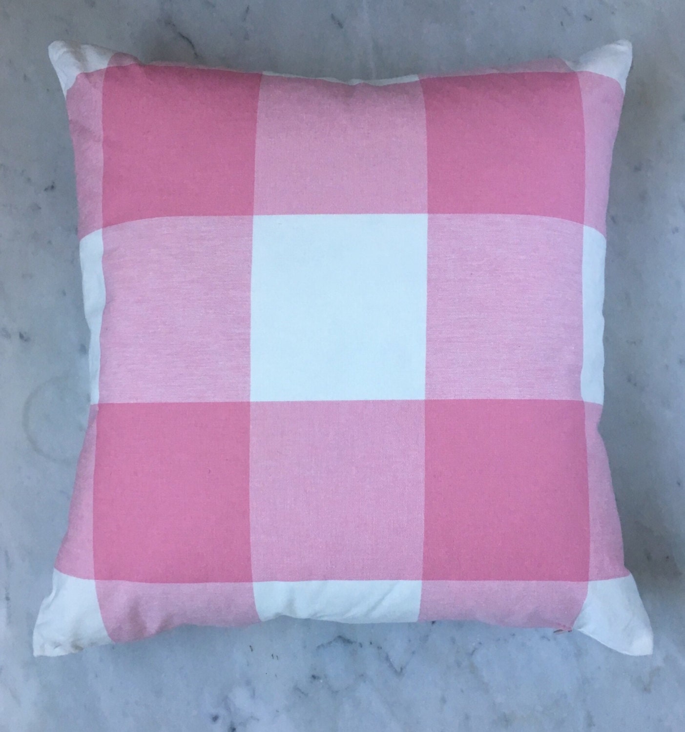 20x20 Carnation Pink and White Buffalo Check by HiveHoneyHome