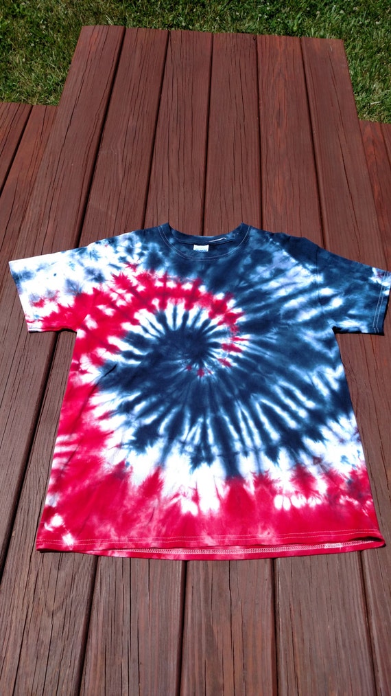 Red White and Blue Spiral Custom TieDye Shirt by AShirt2Dye4