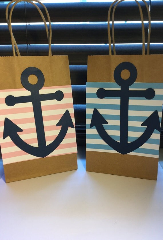 Items similar to Nautical favor bags, set of 10,nautical goodie bags