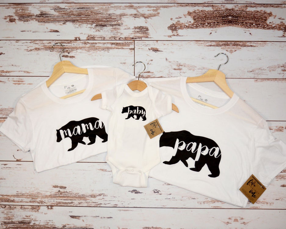 Papa + Mama + Baby Bear Combo, T-shirt, Babie Onesie, Bodysuit, Mom and Baby Combo,