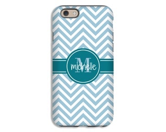 Monogram iPhone 7 case, teal chevron iPhone 7 Plus case, custom iPhone 6s/6 case, iPhone 6s/6 Plus case, 3D iPhone case, tough iPhone case