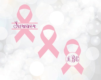 Breast cancer ribbon svg - Pink ribbon monogram frame - Breast Cancer Awareness Ribbon - file for Cricut & Silhouette Software - Hope svg