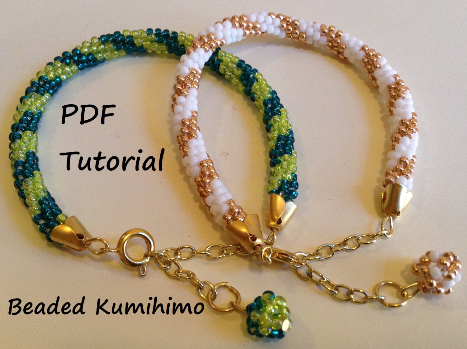 Beaded kumihimo pattern spiral bracelet with pendant PDF