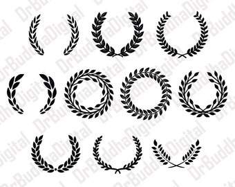 Sale! Laurel Wreath Monogram Frame SVG Collection - Leaf Wreath DXF - Wreath Clipart - SVG Files for Silhouette Cameo or Cricut