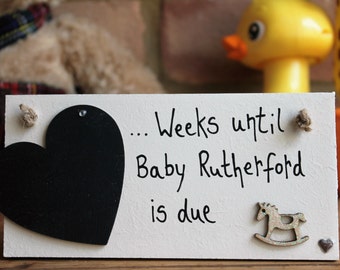 Personalized Baby Countdown Plaque, Baby Countdown, baby countdown blocks, Pregnancy Gift, Baby Shower Gift, Baby Countdown Sign