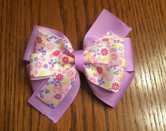 Purple Flower Hair Bow, Hair Bow, Girls Hair Bow