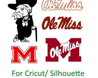 University of Mississippi Ole Miss Rebels Decal SVG Cut Files Instant Download