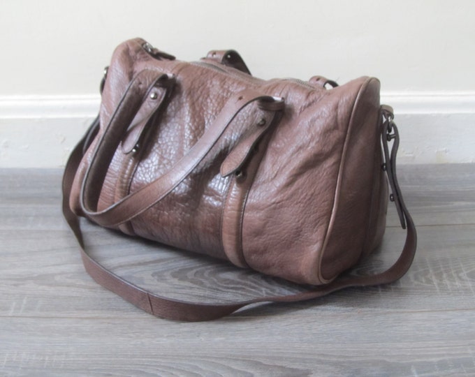 Leather overnight bag, in-flight hand luggage, train journey weekend bag, neutral gift for him or her