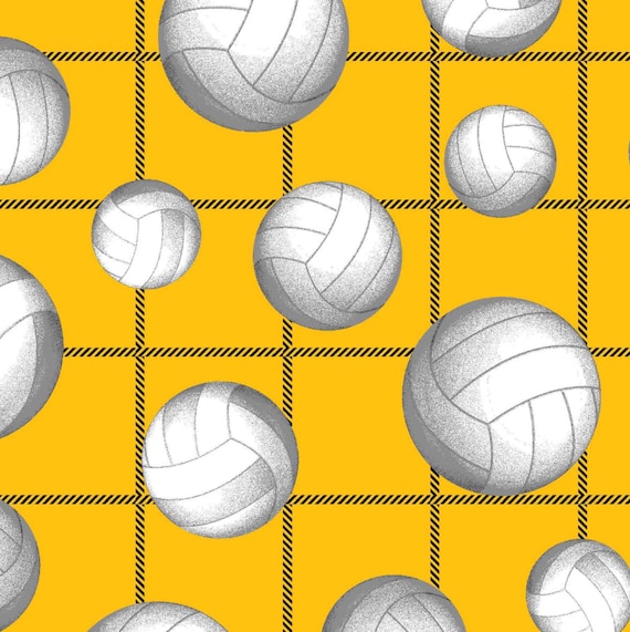 Volleyball Anti-Pill Fleece Fabric gold by the by YourFleece
