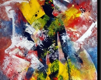 Contemporary acrylic canvas, colorful "Charlot"