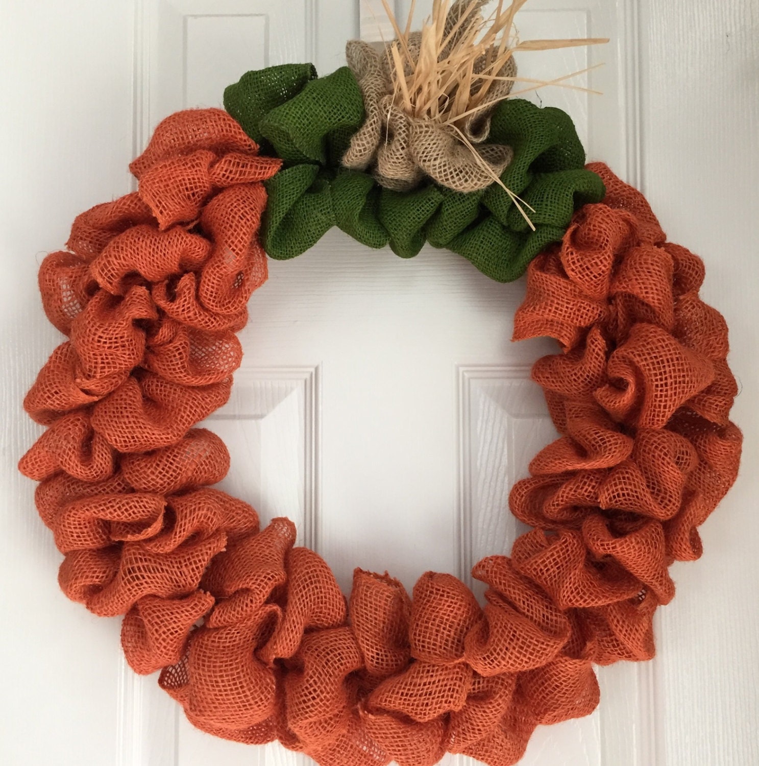 Burlap Pumpkin Wreath - Pumpkin Burlap Wreath - Fall Wreath for Front Door - Autumn Wreath - Holiday Wreath