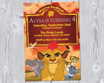 Lion Guard Invitation 5x7, Lion Guard Birthday Invitation, Lion Guard Party, Printable Digital Invitation, Lion King, Kion