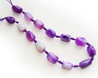 Purple Agate Faceted Barrel Gemstone Beads