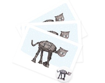 Cat-at Cat greetings cards / badges - animals greetings card birthday christmas card - blank no message