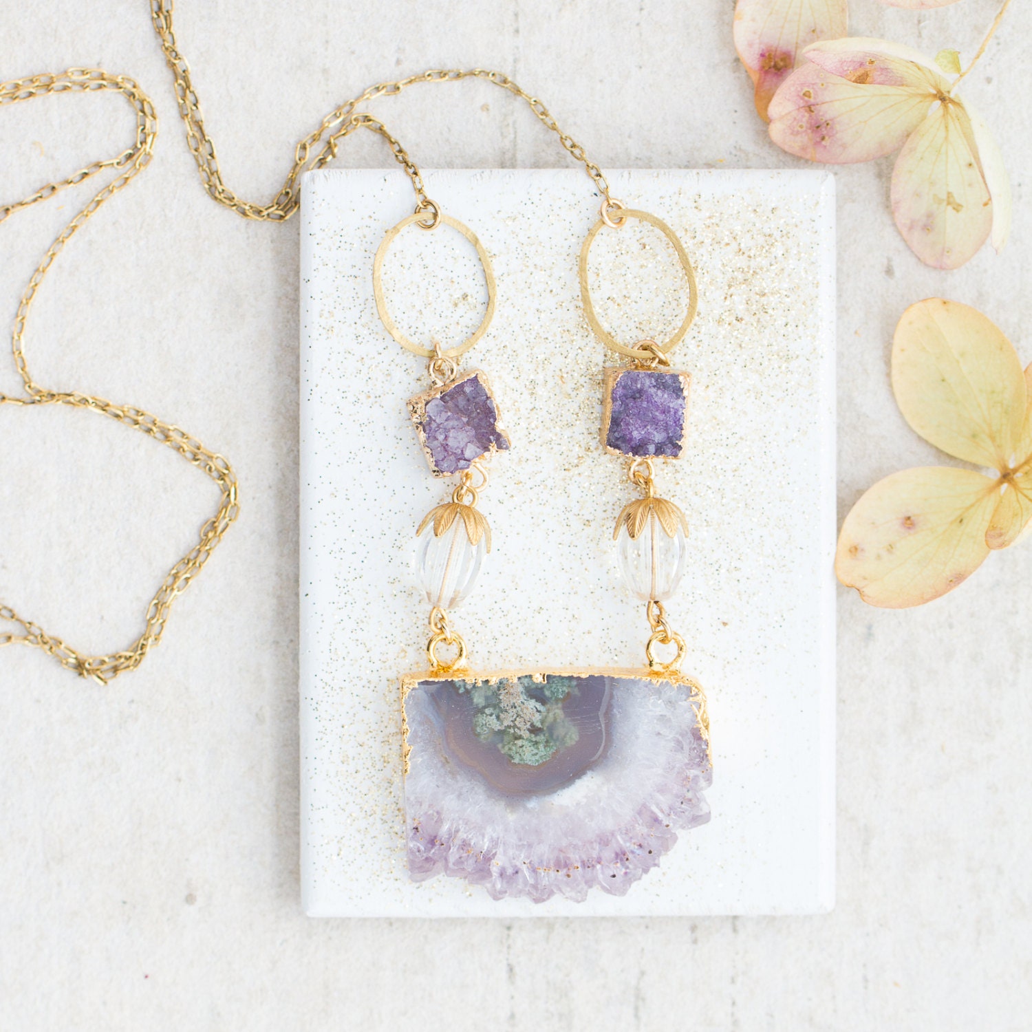 Raw Amethyst Necklace Raw Amethyst Crystal Necklace Raw