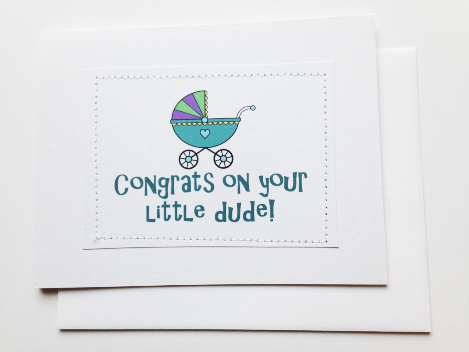 Funny baby boy card. Congrats on your little dude. by sewdandee