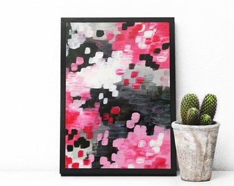 Confettis abstract - rose et noir - originale