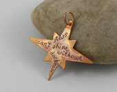 Quote copper pendant. Donut pendant. Engraved jewelry