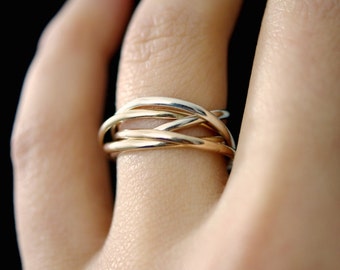 thin interlocking rings set of 5 rose gold gold silver interlocking rings - Interlocking Wedding Rings thin interlocking rings set of 5 rose gold gold silver interlocking rings - Interlocking Wedding Rings