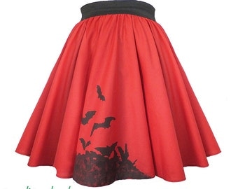 Bats Circle Skirt, Gothic, Gothabilly. Custom Size
