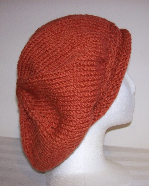 Rolled Brim Wool Tam Rasta Tam Slouchy Knit Beret