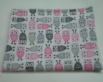 Mini Owls Pink and Gray Reusable Snack Bag