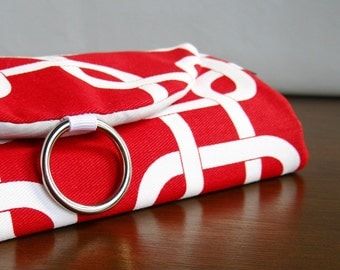 Jewelry Roll Travel Organizer. Travel Gifts. Red Modern Links Travel Jewelry Case. Travel Jewelry Holder. Travel Roll. Gifts for Her.