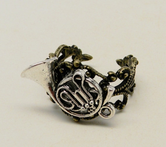 Steampunk jewelry. French horn ring. by slotzkin on Etsy