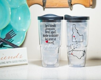 Long Distance Friendship 24oz Tumbler -PERSONALIZED with your states/countires