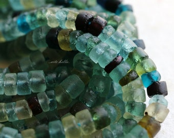 ANCIENT ROMAN GLASS No. 158 .. Genuine Antique Roman Glass Heishi Tube Beads (rg-158)