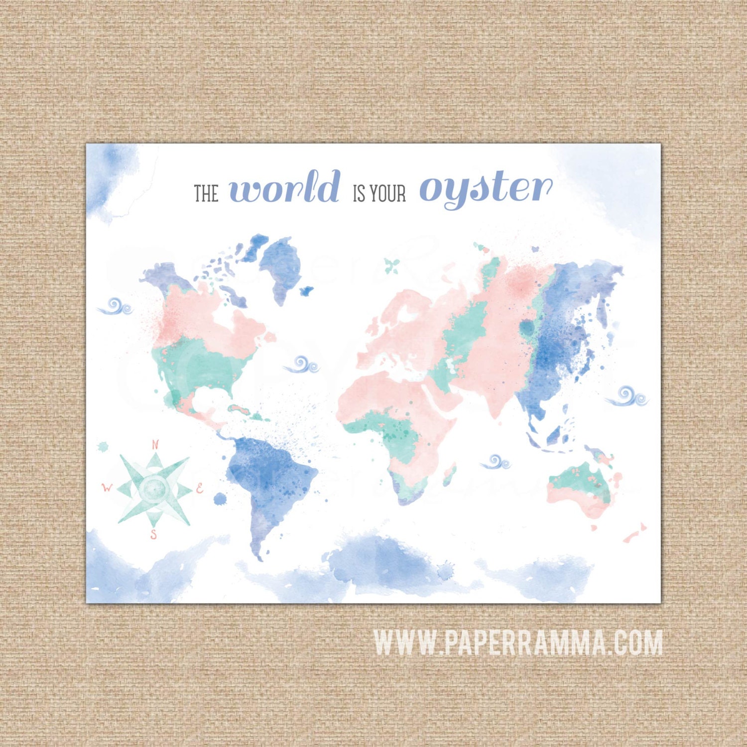 Travel Map Art Print Kid's Travel Map Kid's Room