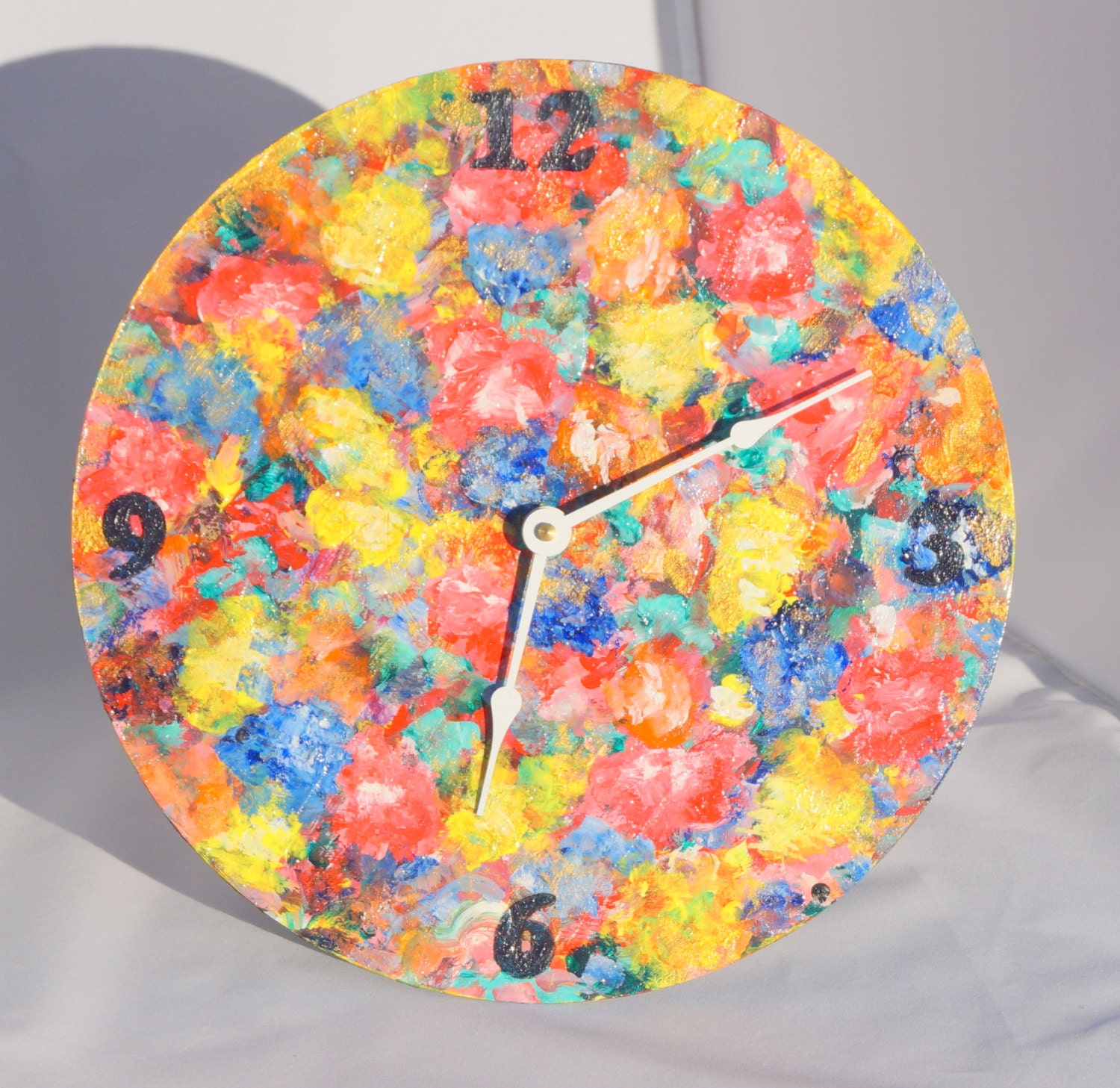 Unique Wall Clock Flowered Art Painting Wall Clock by