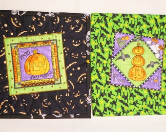 Halloween Mug Rugs / Pumpkin Mug Rugs / Halloween Snack Mats / Halloween Candle Mats