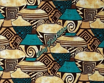 Michael Miller / Painted Dessert / "Pueblo Pottery" CX6650-Turq-D Sante Fe Southwest Fabric Priced Per 1/2 Yd. (18" x 44")