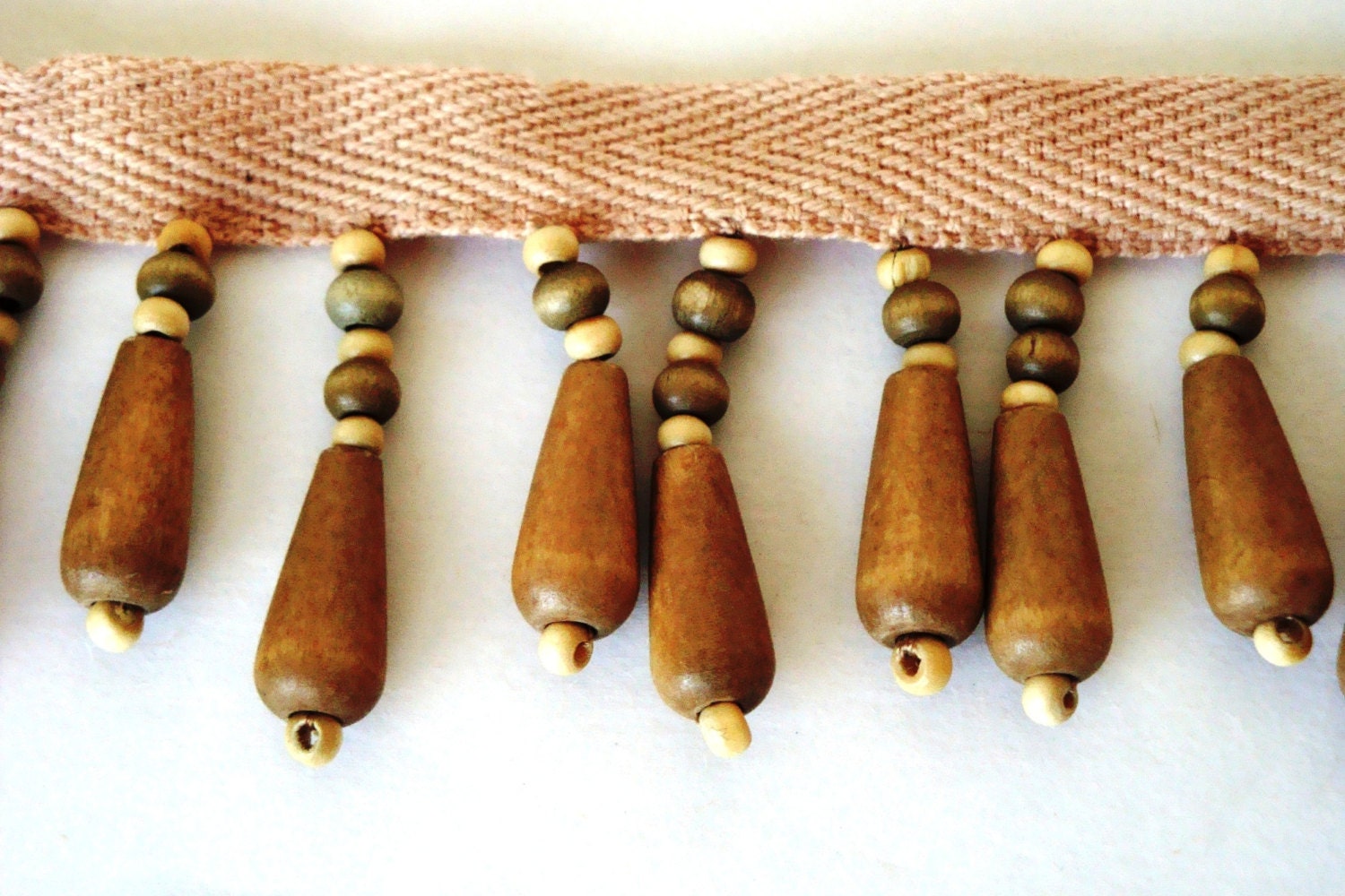 Tribal Wood Bead Wood Bead Trim Sewing Tape Purse Trim
