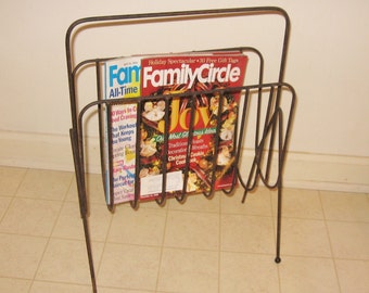 Metal Rustic Magazine Rack Industrial Mid Century Modern