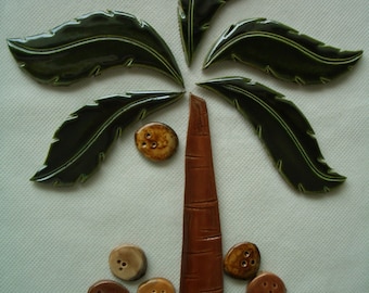 CS5 - PALM Tree, Coconuts - Ceramic Mosaic Tile Set