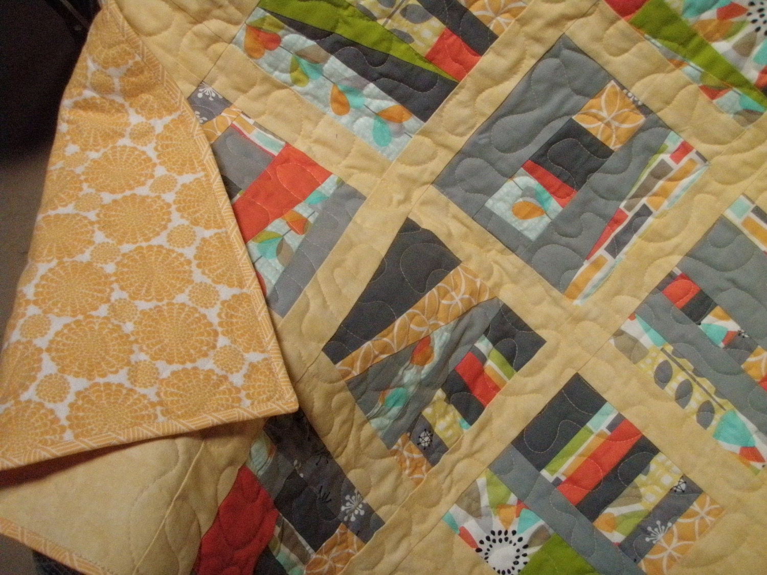 Handmade Modern Baby Quilt In Michael Miller Fabrics Quiltsy