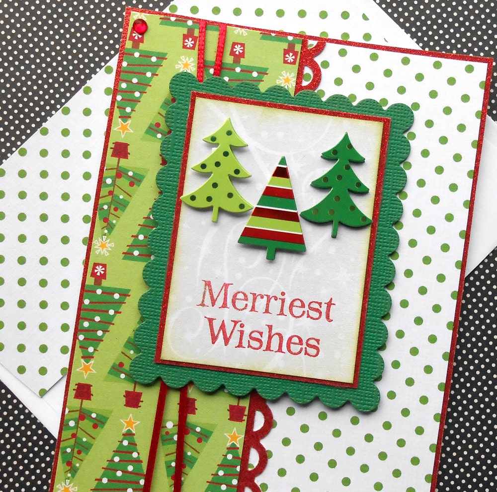 Christmas Card With Matching Embellished Envelope Merriest