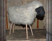 Primitive folk art felted wool sheep Spring lamb stick legs HAFAIR OFG faap