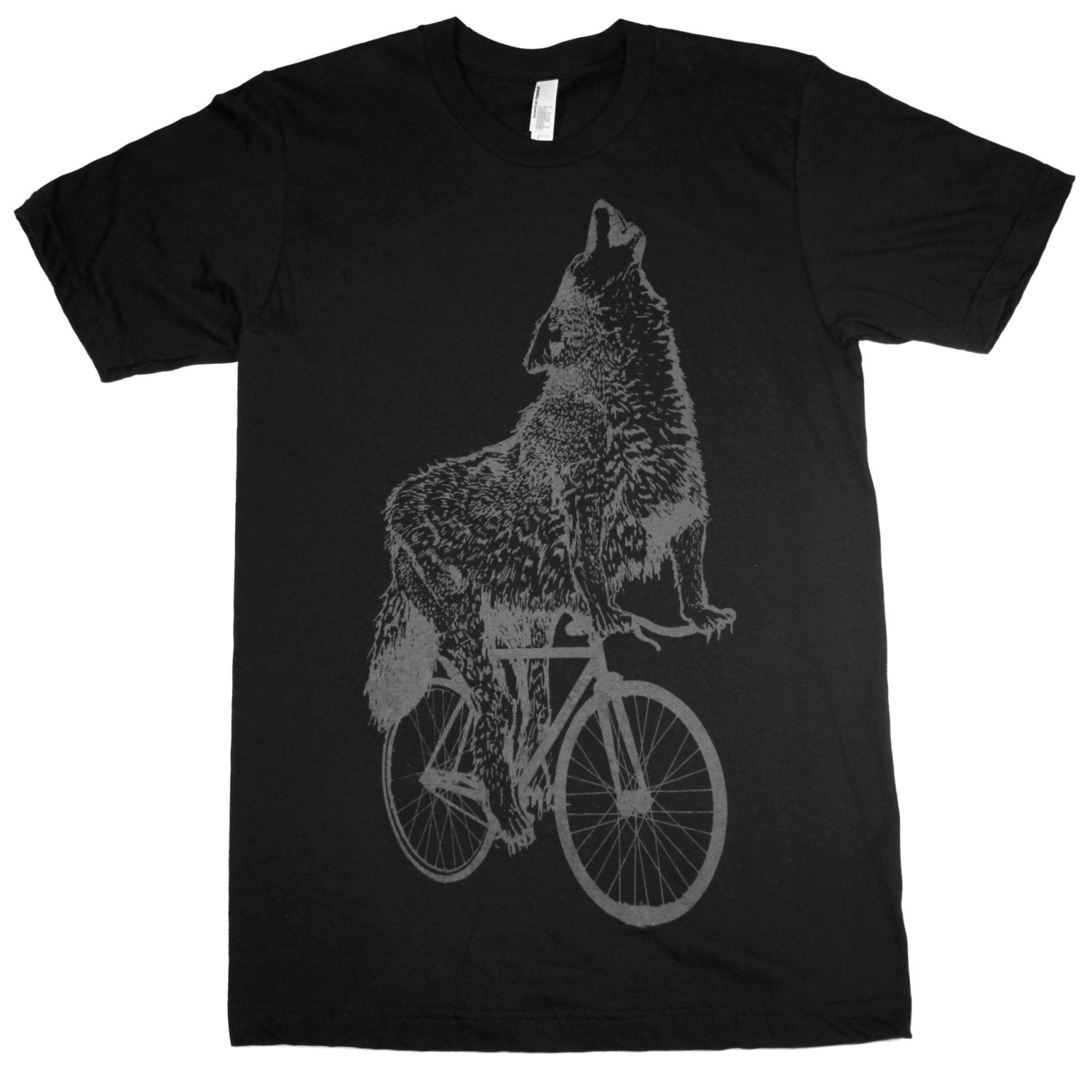 Wolf on a Bicycle Mens T Shirt Unisex Tee Cotton Tee