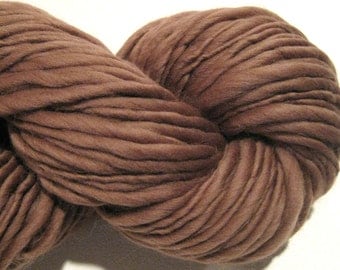 Handspun Yarn, Mocha, 110 yds, brown yarn, thick n thin, tan yarn, merino wool yarn, knitting supplies, crochet supplies, waldorf doll hair