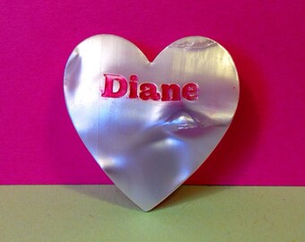 Name Pin - 'Diane' - Vintage Name Pin - Vintage Brooch - Heart Shaped Name Brooch