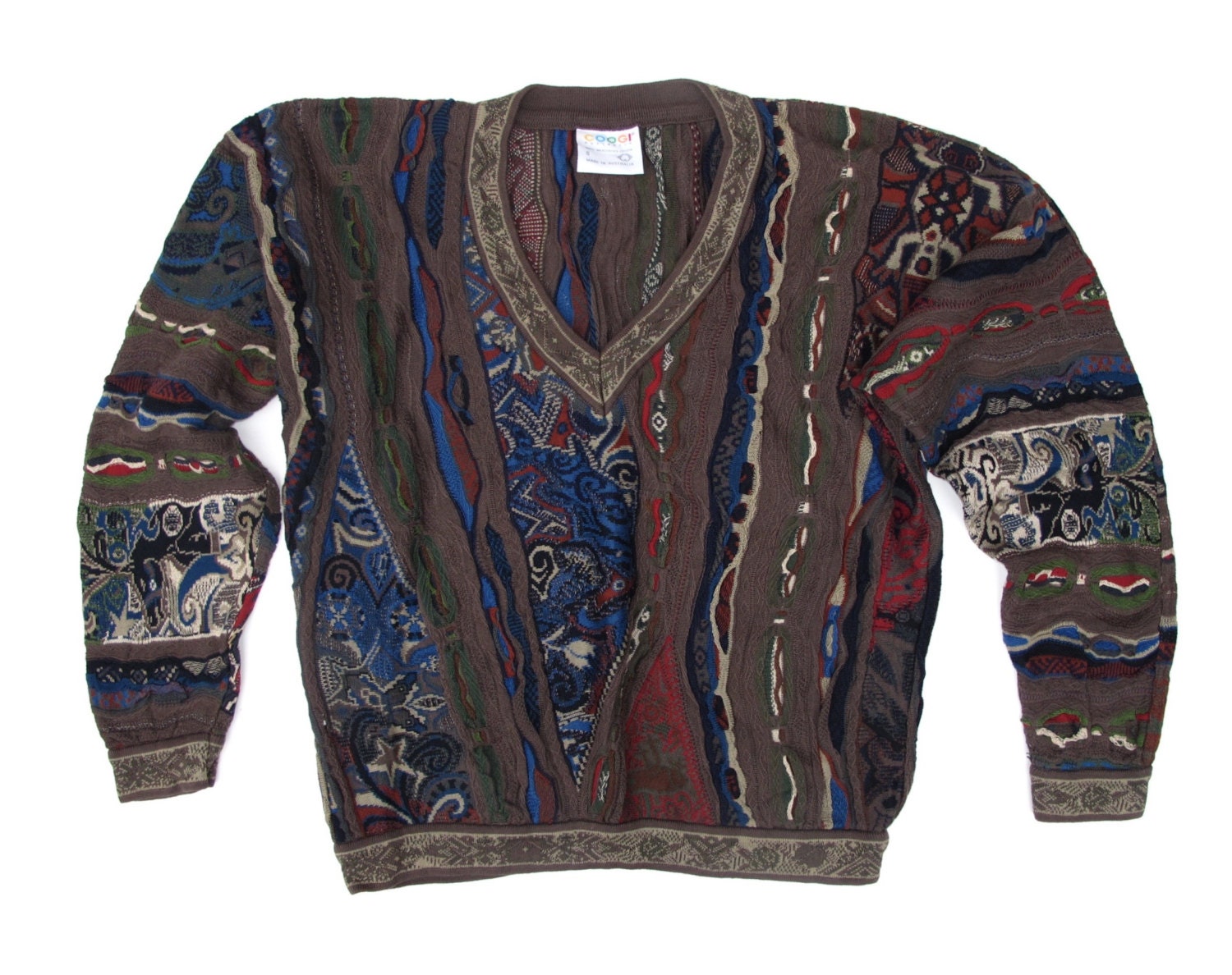 COOGI Australia Sweater Mens S Cotton Long Sleeve V Neck