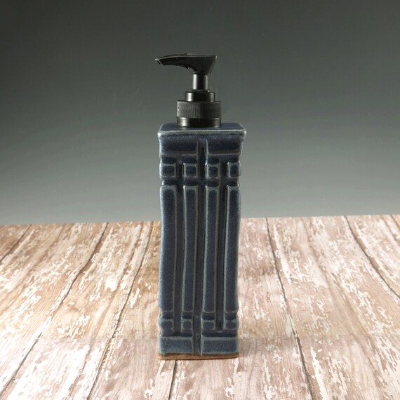Ceramic Pottery Soap Dispenser in Blue Hand by Botanic2Ceramic