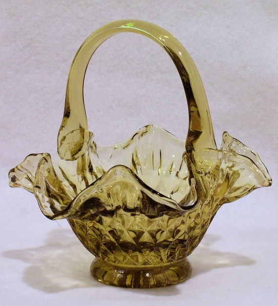 Yellow Depression Glass Basket Vintage 1930s