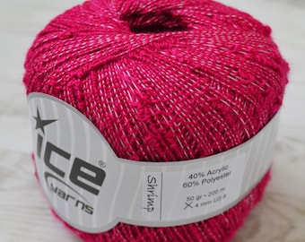 Knitting yarn, Destash yarn, fuchsia yarn, pom pom yarn, Ice Yarn, Y32